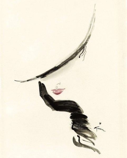 Рене Грюо 1950г женский портрет в три мазка