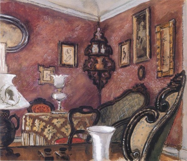 Мстислав Добужинский дворик в Санкт-Петербурге