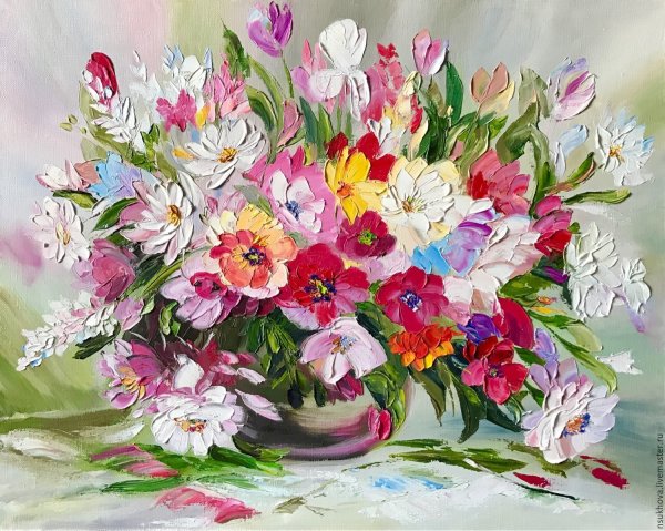 Натюрморт цветы маслом на холсте