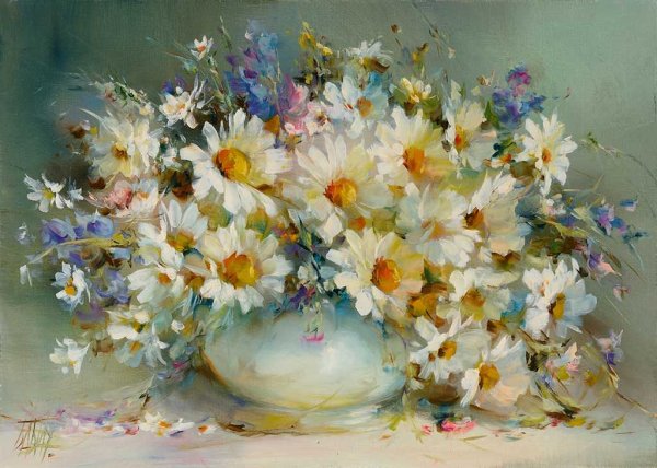Цветы маслом на холсте