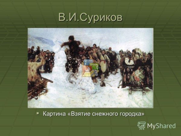 В.И.Суриков. Взятие снежного городка 1891 г.