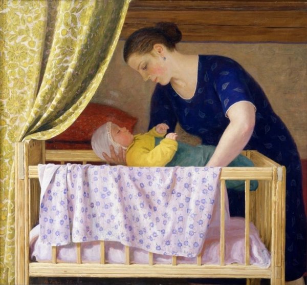Мама и ребенок в колыбели картина 19 век Россия