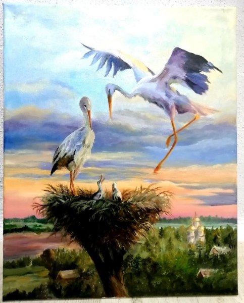 Пейзаж с аистами
