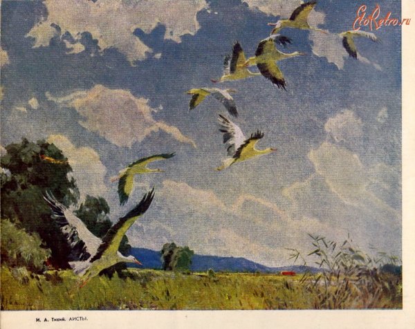 Аисты в живописи маслом