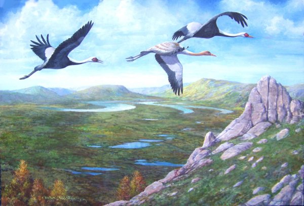 Пейзаж с аистами