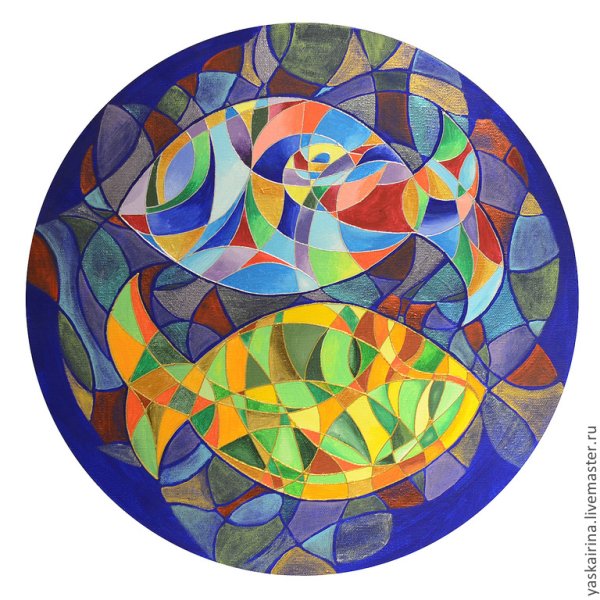 Круглая картина с цветами