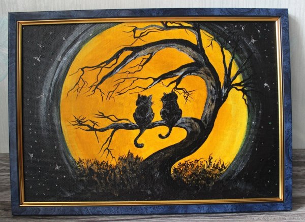 Картины на черном холсте акрилом