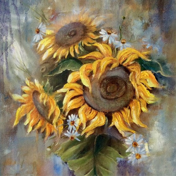 Вайнштейн картина маслом Подсолнухи
