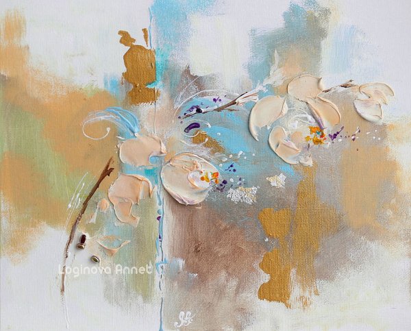 Картина абстракция в бежевых тонах