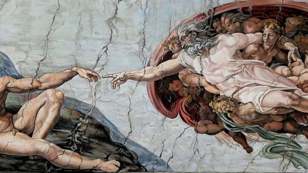 Фреска Микеланджело Сотворение Адама