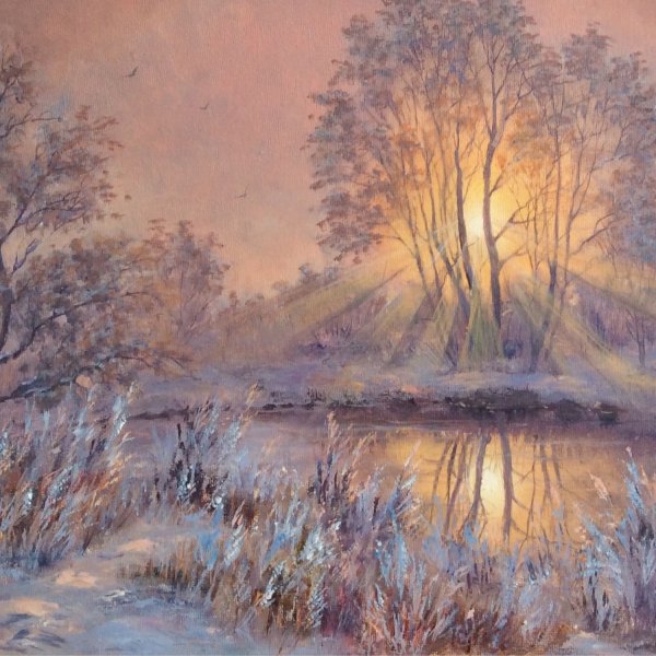 Пастели Марины Юкиш зимние пейзажи