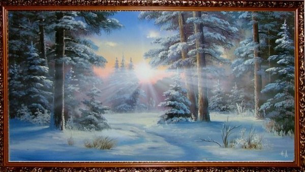 Картина морозное утро