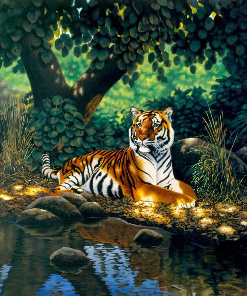 Картина тигр и старец