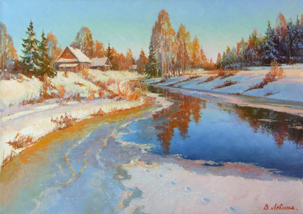 Оттепель в деревне живопись