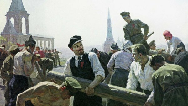 Ленин с бревном на субботнике 1 мая