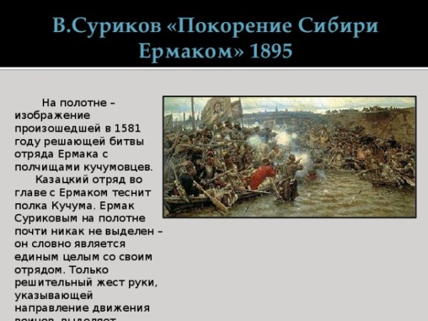 Василий Иванович Суриков покорение Сибири Ермаком