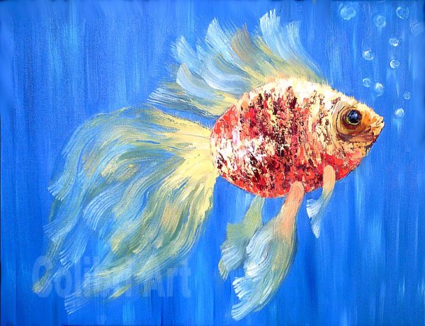 Картина «рыбка Карп кои с рыжими пятнами»