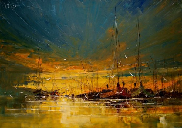 Картины мастихином Юстина Копаня