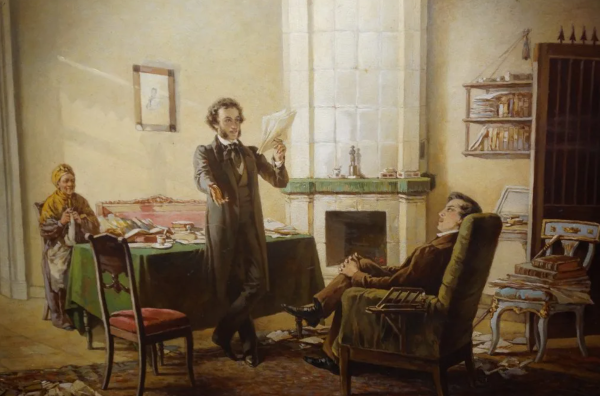 Пущин в Михайловском в гостях у Пушкина