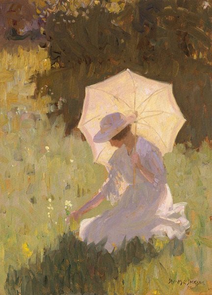 Живопись дама с зонтиком