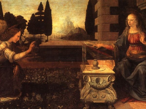 Благовещение картина Леонардо да Винчи 1472