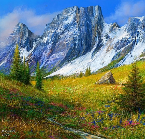 Декоративный горный пейзаж