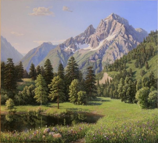 Горы в живописи маслом