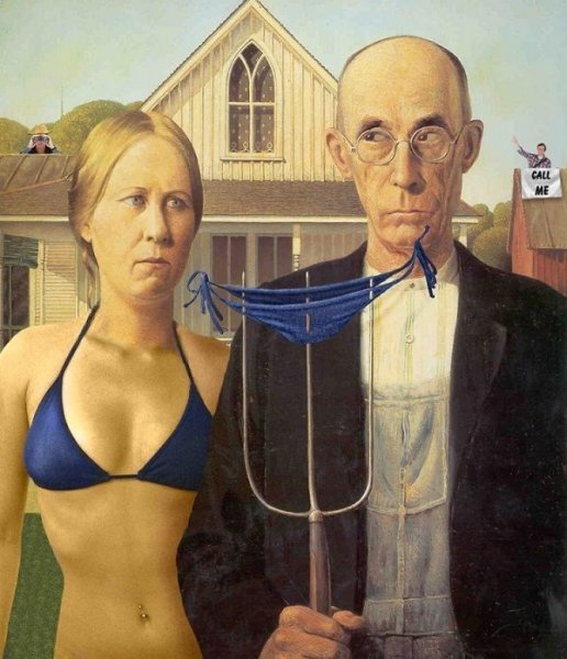 Картина американская Готика Вуд Грант