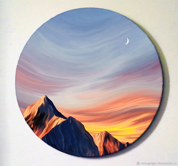 Пейзаж на круглом холсте