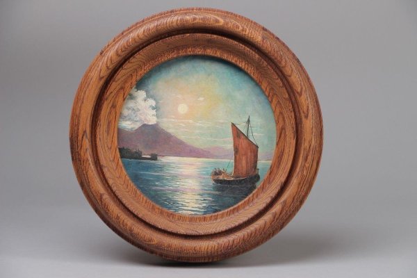 Фоторамка круглая деревянная