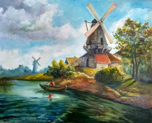 Мельница живопись