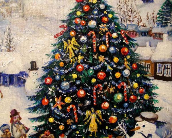 Новогодняя елка живопись