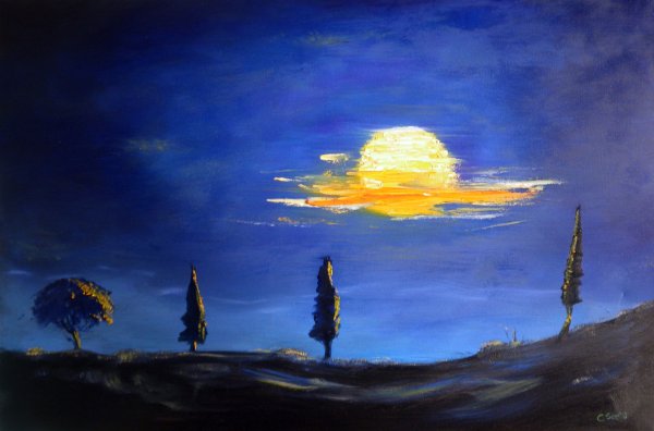 Картина маслом ночь