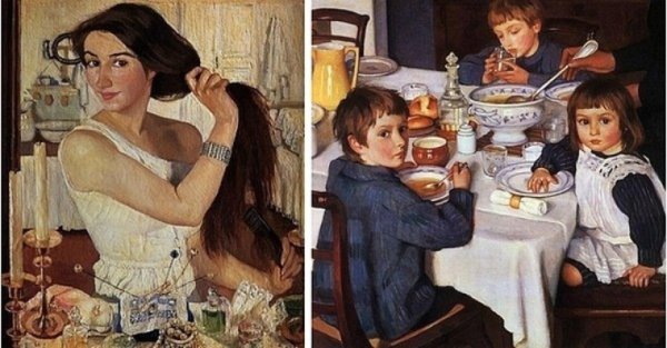 Картина з Серебряковой за обедом