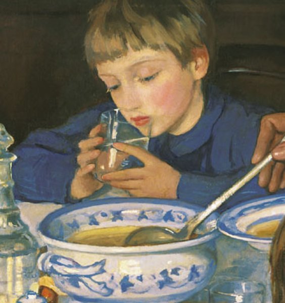 Зинаида Евгеньевна Серебрякова за завтраком 1914