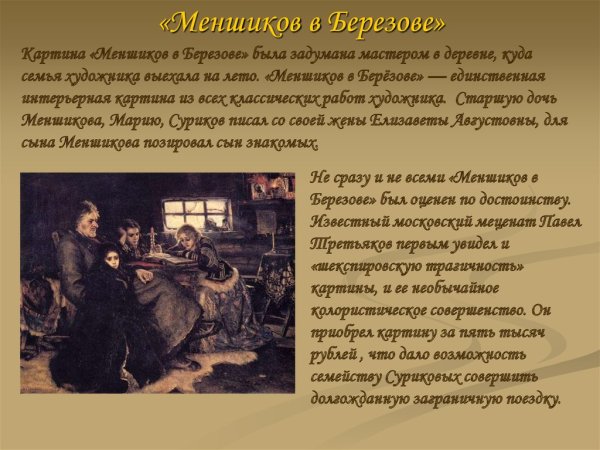 Суриков Меншиков в Березове 1883