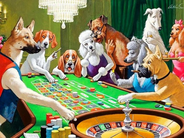 Кассиус Кулидж собаки играющие в Покер