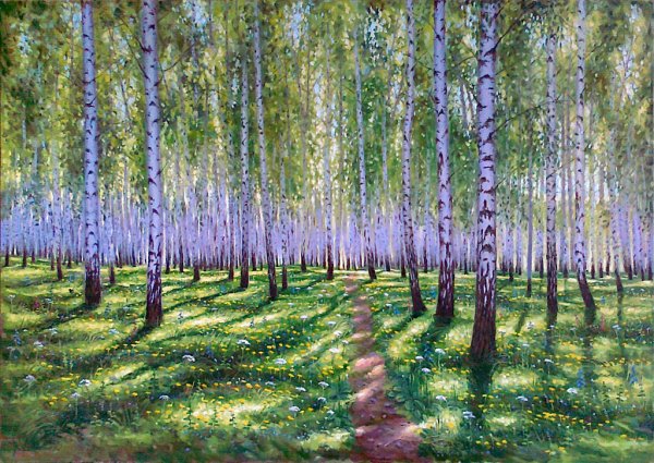 Художник Абакумов Березовая роща