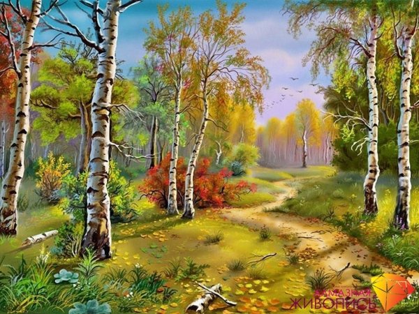 Алмазная живопись Березовая роща