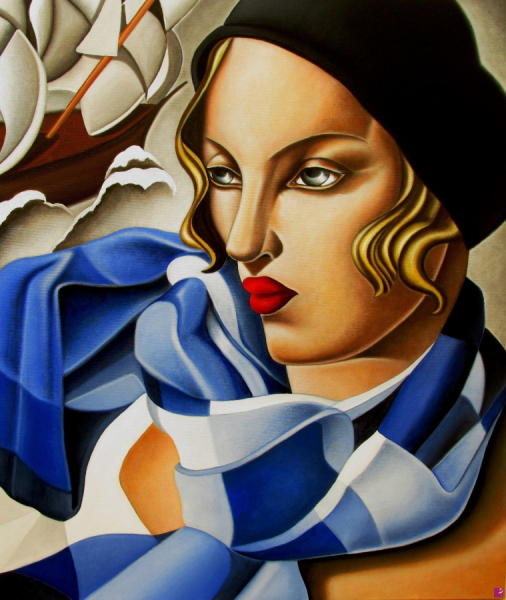 Лемпицка автопортрет в зеленом Бугатти