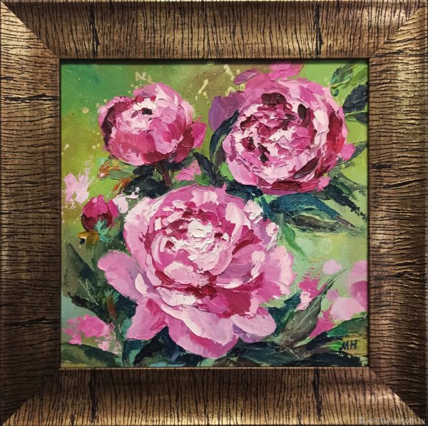 Пионы маслом на холсте