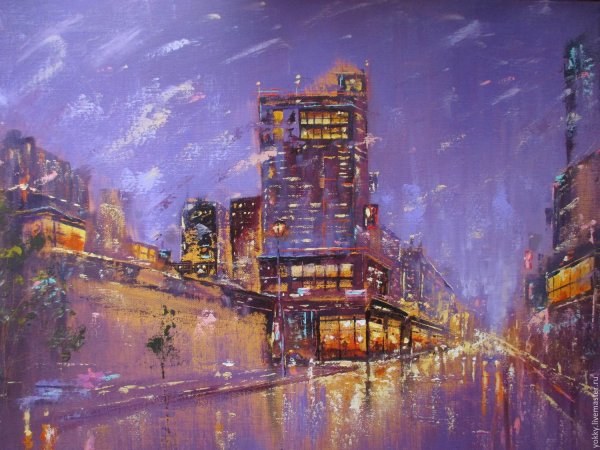 Ночной городской пейзаж живопись