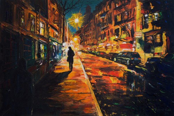 Painting cityscape Night