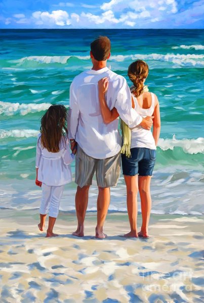 Семья на море