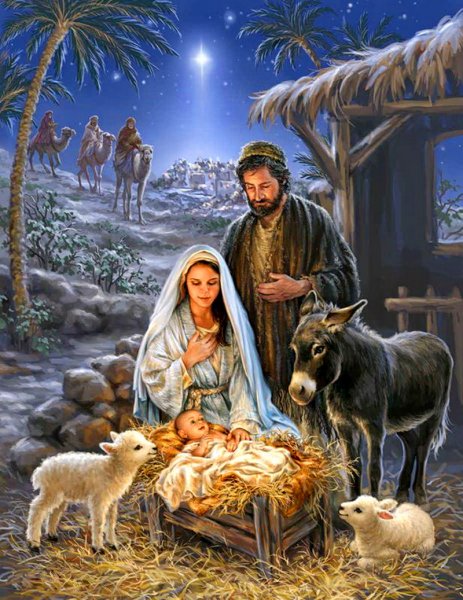 Мария и Иосиф в хлеву