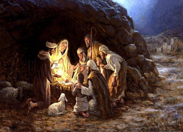 Мария и Иосиф в хлеву