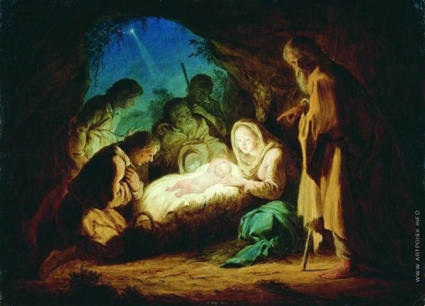 Василий Кузьмич Шебуев Рождество Христово (поклонение Пастухов) (1847)