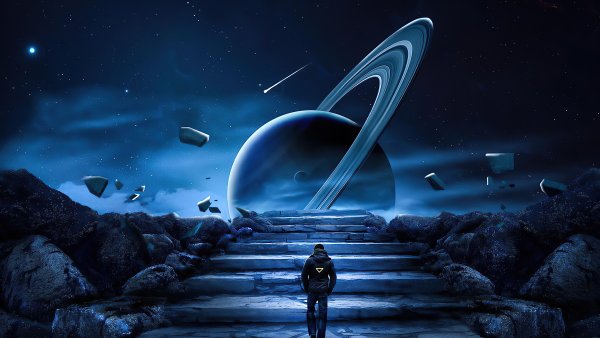 Сатурн и космонавт арт