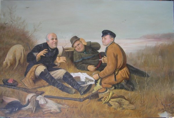 Картина три охотника на привале