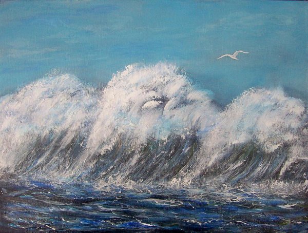 Море пейзаж живопись ЦУНАМИ
